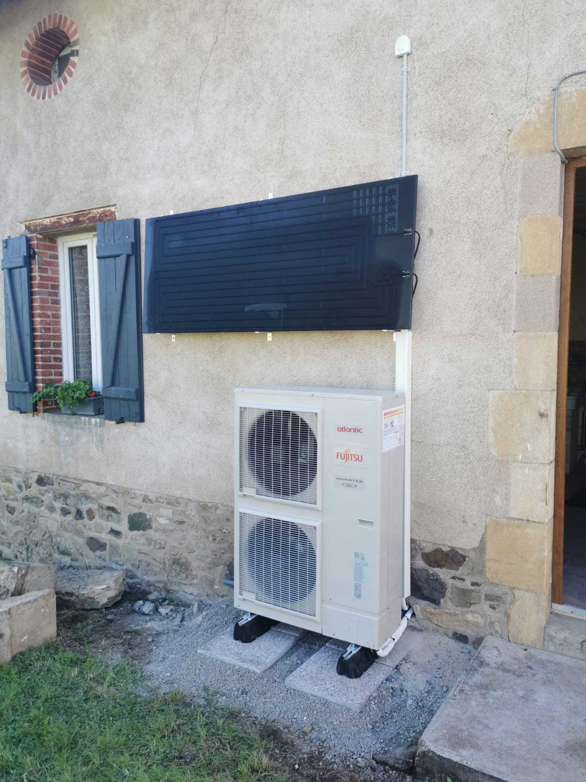 Installation pompe à chaleur air-eau + chauffe-eau solaire